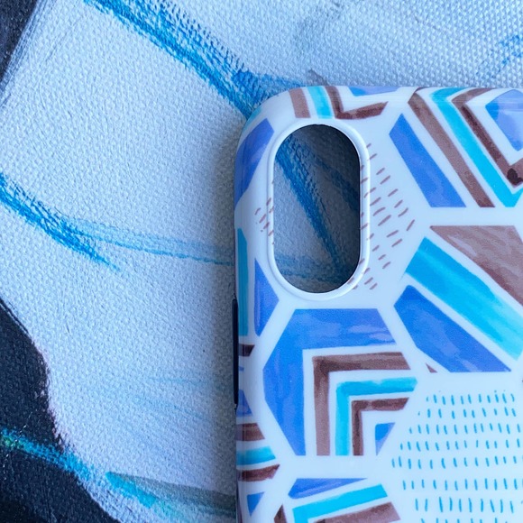 iPhone 6 Case Blue White Abstract Geometric Print Cover NEW - Picture 5 of 7